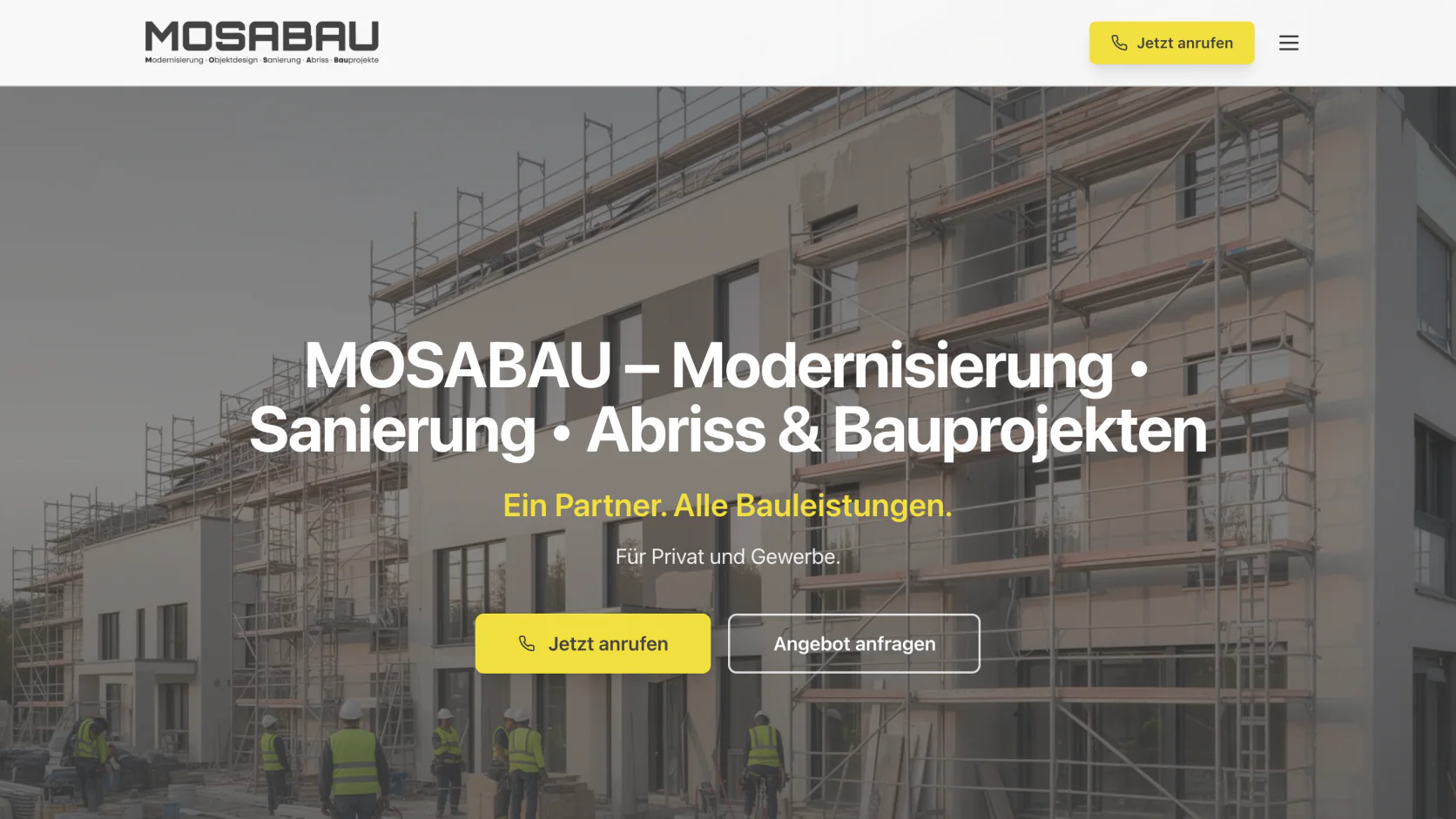 Startseite der MOSABAU Website